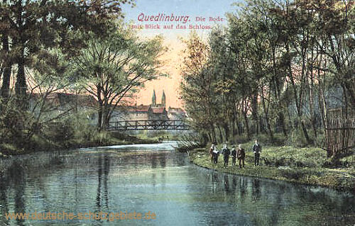 Quedlinburg, Die Bode mit Blick auf das Schloss