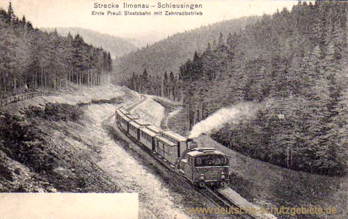 Strecke Ilmenau Schleusingen - Erste Preußische Staatsbahn mit Zahnradbetrieb