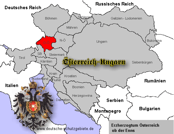Oberösterreich, Lage in Österreich-Ungarn