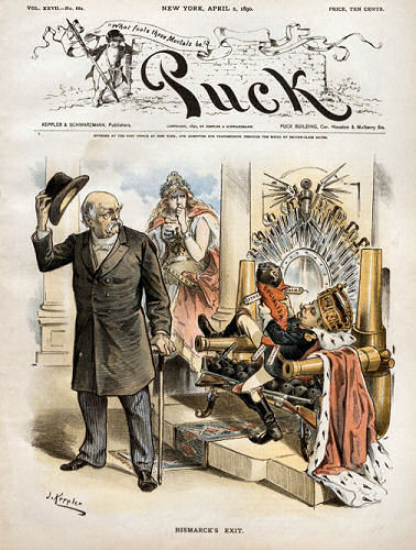 "Bismarcks Exit" von J. Keppler in "PUCK", New York April 2. 1890
