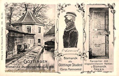 Bismarcks Studentenwohnung in Göttingen, 1833