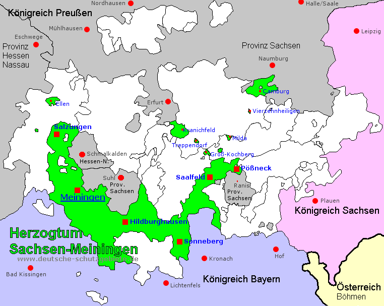 Herzogtum Sachsen-Meiningen, Karte