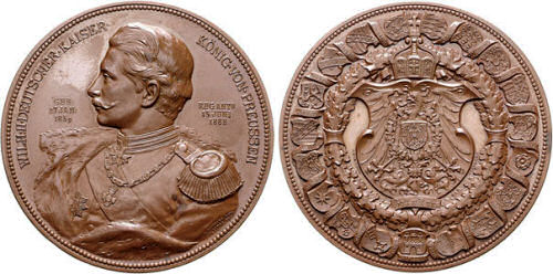 Wilhelm Deutscher Kaiser König von Preußen, Bronzemedaille zum Regierungsantritt am 15. Juni 1888