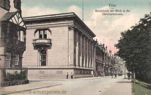 Trier, Reichsbank mit Blick in die Christophstraße