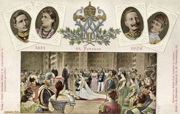 Wilhelm und Auguste Viktoria zur Hochzeit am 27. Februar 1881