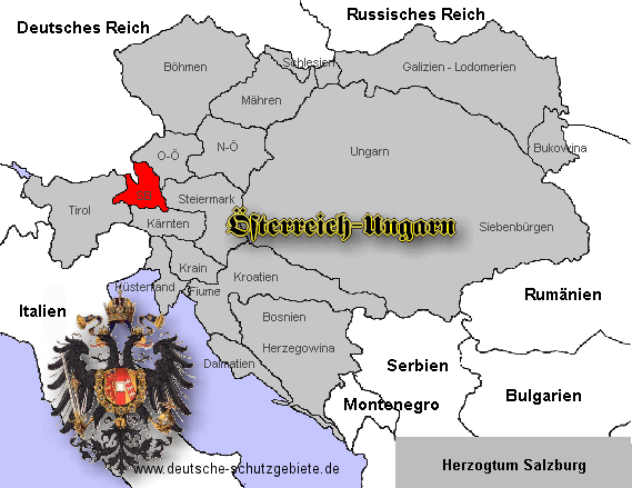 Salzburg, Lage in Österreich-Ungarn