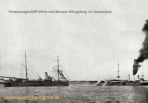 Vermessungsschiff Möwe und S.M.S. Königsberg vor Daressalam
