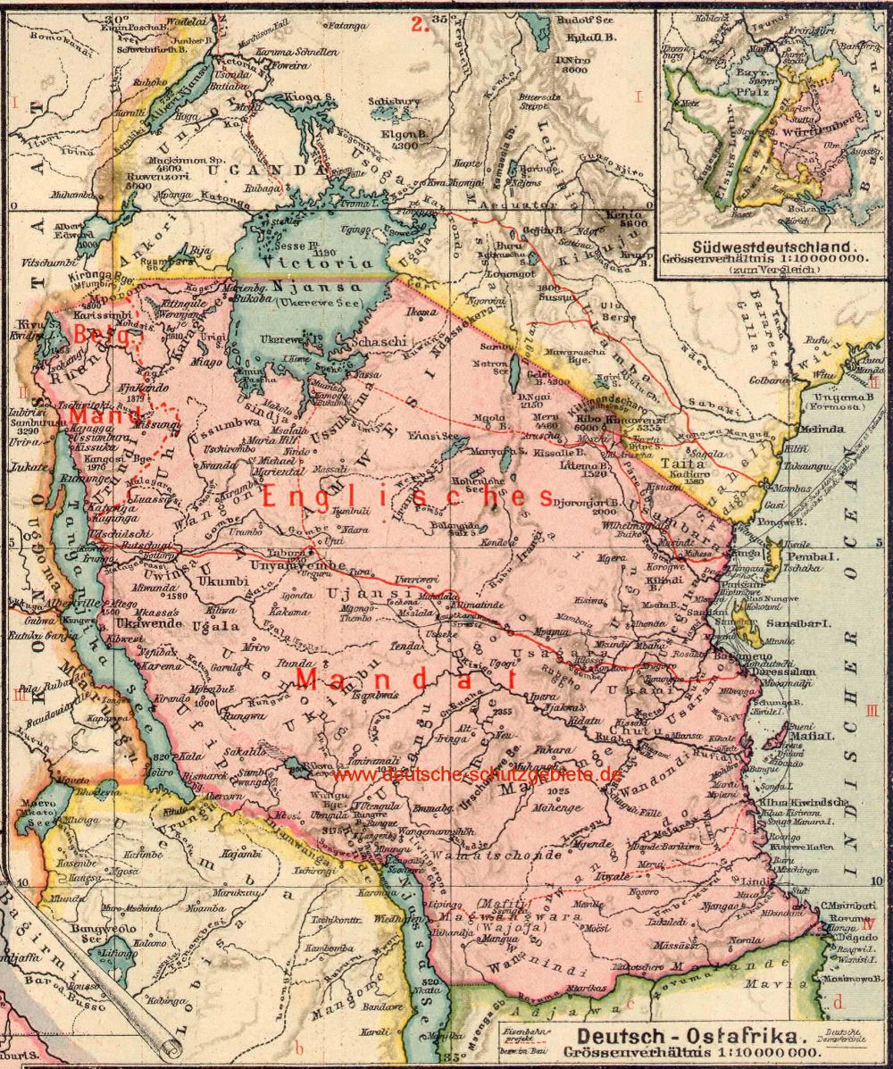 Deutsch-Ostafrika, Landkarte 1919