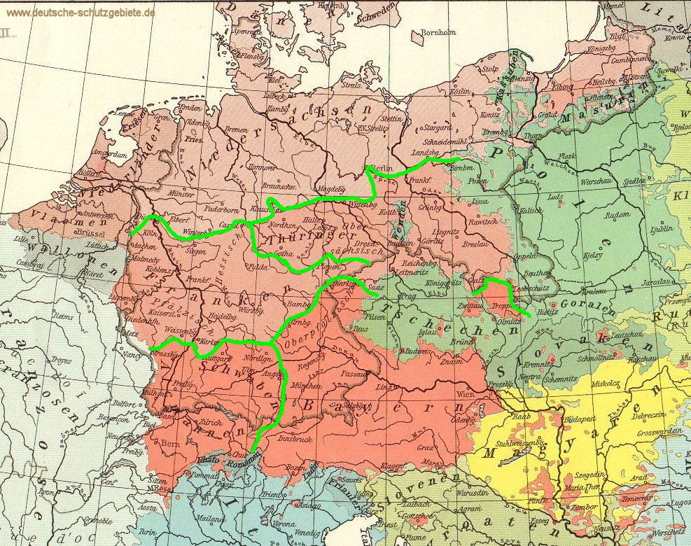 Deutsche Stämme nach Sprachgebieten (1918)