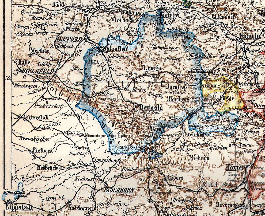 Fürstentum Lippe, Landkarte 1905