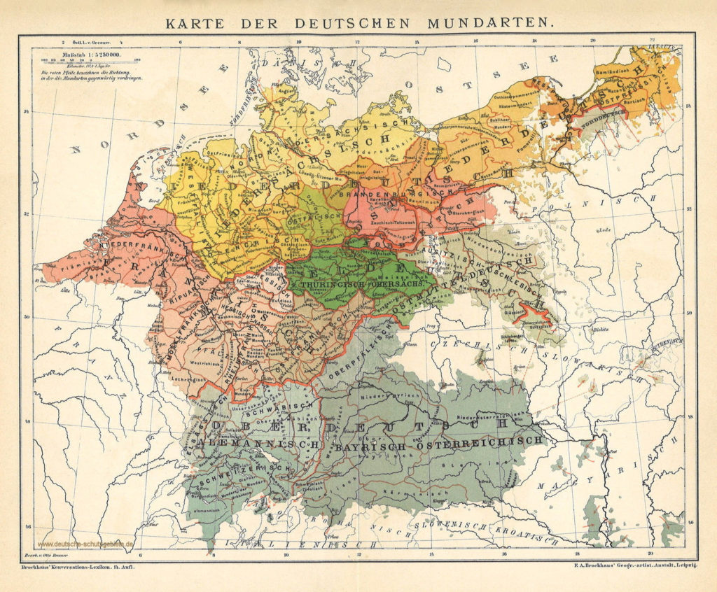 Karte der Deutschen Mundarten um 1900
