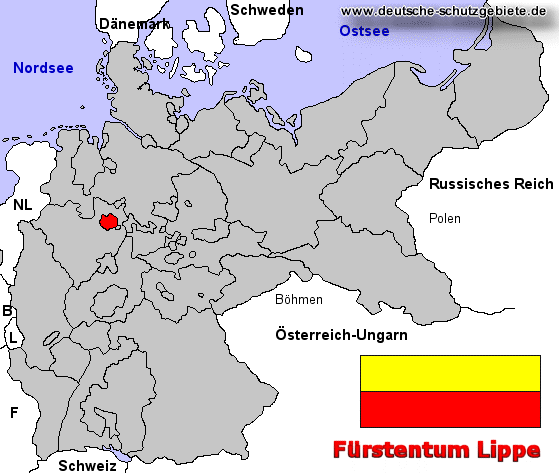Lippe, Lage im Deutschen Reich