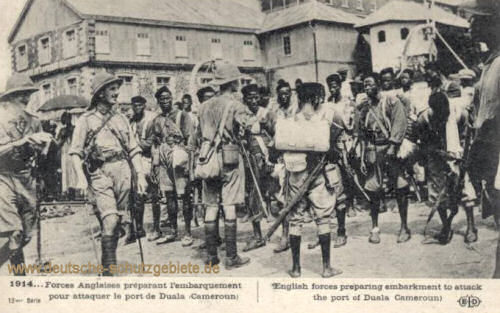 1914 English forces preparing embarkment to attack the port of Duala Cameroun