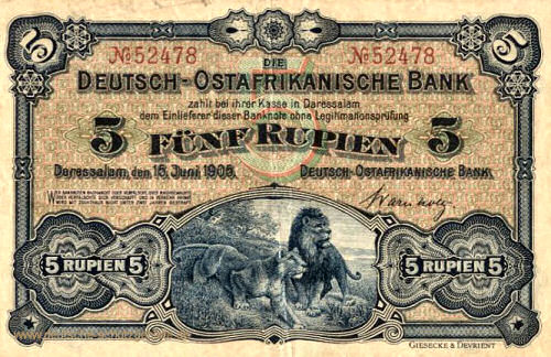 Deutsch-Ostafrikanische Bank 5 Rupien, 1905