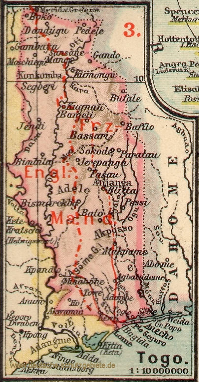 Togo, Landkarte 1919