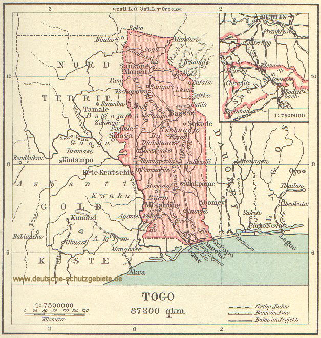 Togo, Landkarte 1914