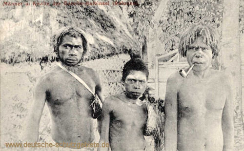 Deutsch-Neu-Guinea, Männer und Knabe der Gazelle-Halbinsel (Raluna)