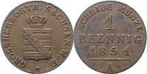 1 Pfennig 1851, Großherzogtum Sachsen-Weimar-Eisenach