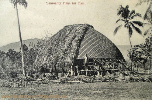 Samoa, Samoaner Haus im Bau
