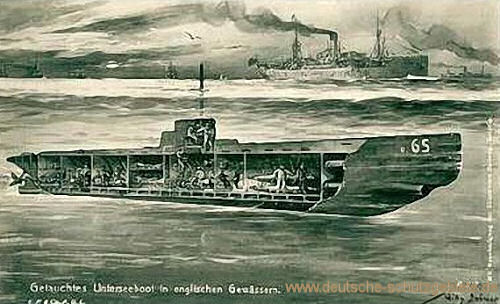 Getauchtes Unterseeboot in englischen Gewässern