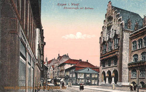 Hagen i. W., Körnerstraße mit Rathaus