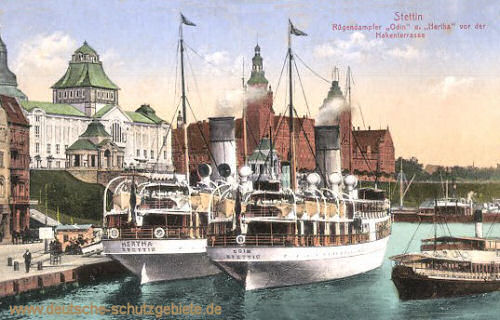 Stettin, Rügendampfer Odin und Hertha vor der Hakenterrasse