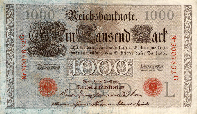 1000 Mark Reichsbanknote, 1910