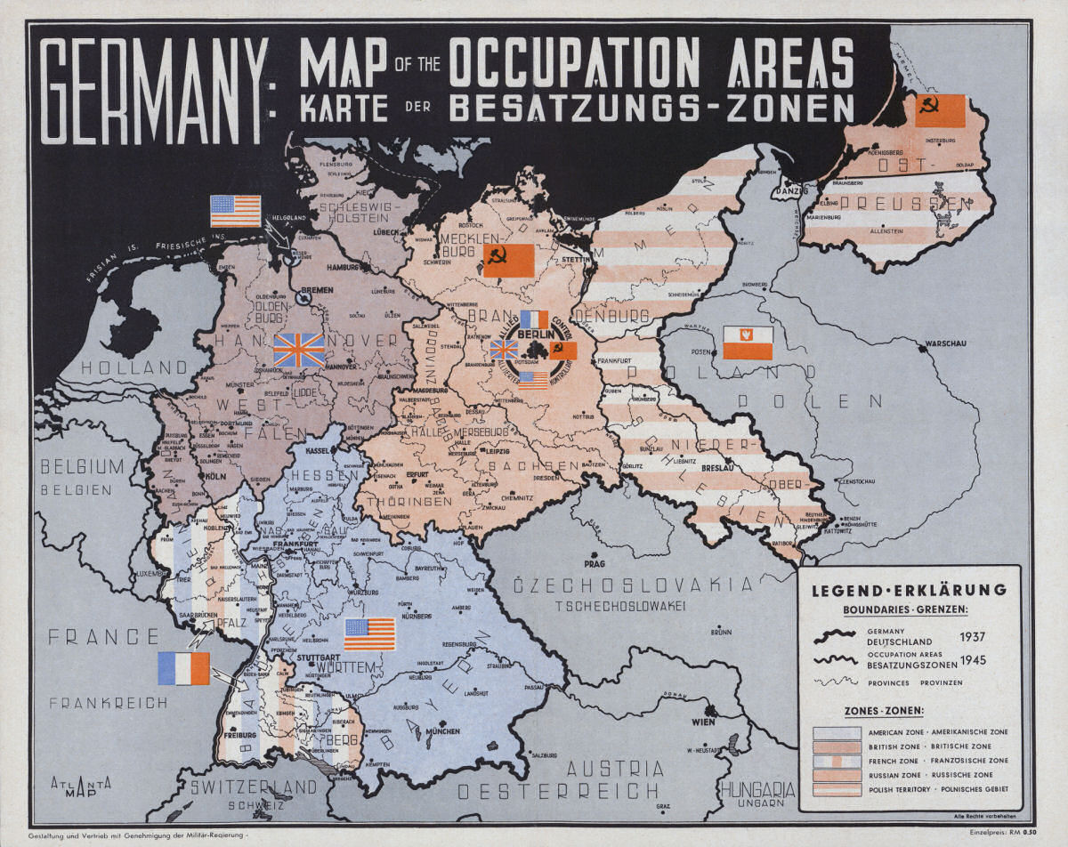 Deutschland Karte der Besatzungszonen (Karte der Militärregierung)
