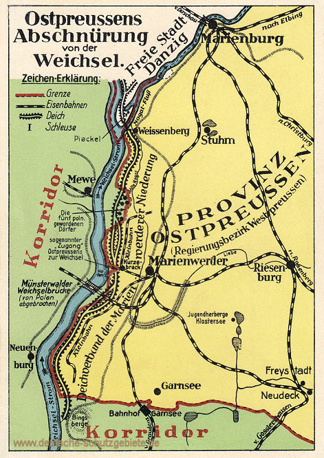 Ostpreußens Abschnürung von der Weichsel, 1920
