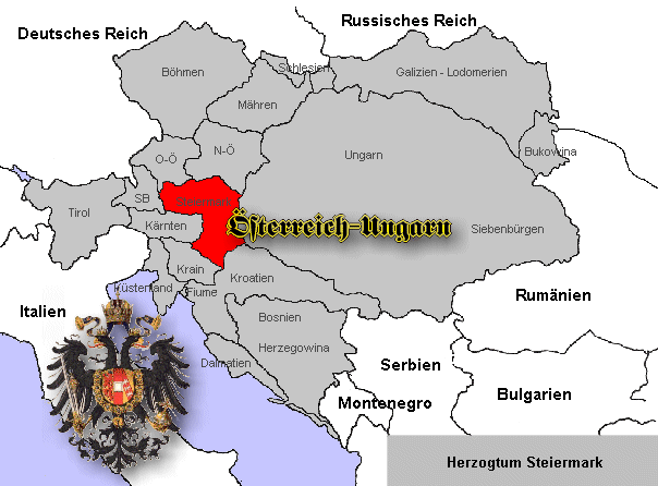 Steiermark, Lage in Österreich-Ungarn
