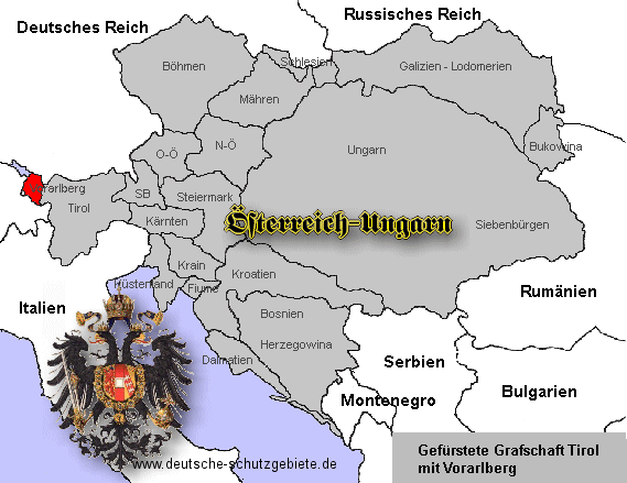 Vorarlberg, Lage in Österreich-Ungarn