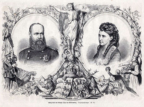 König Karl I. und Königin Olga von Württemberg zur Silberhochzeit 1871