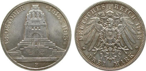Völkerschlachtdenkmal 1913, Deutsches Reich 3 Mark