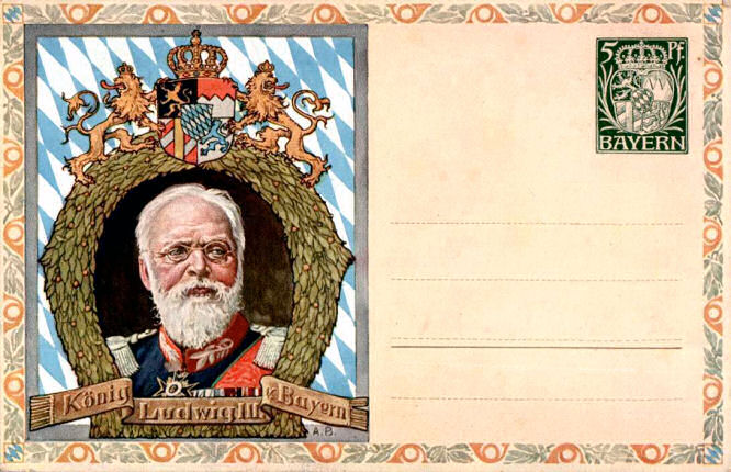 Bayern Postkarte, König Ludwig III.