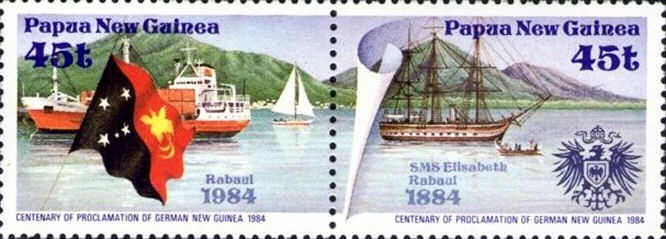 100 Jahre Proklamation von Deutsch-Neuguinea, Rabaul und S.M.S. Elisabeth, Sondermarke Papua-Neuguinea 1984