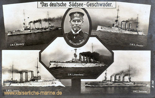Das deutsche Südsee-Geschwader S.M.S. Nürnberg, S.M.S. Dresden, S.M.S. Leipzig, S.M.S. Gneisenau