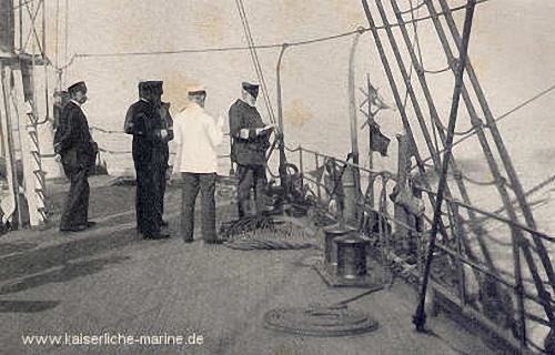 Der kommandierende Admiral von Knorr im Manöver auf Flaggschiff S.M.S. Blücher, 1896