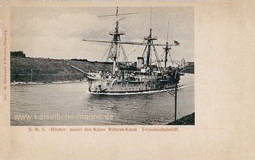 S.M.S. Blücher passiert den Kaiser Wilhelm-Kanal - Torpedoschulschiff