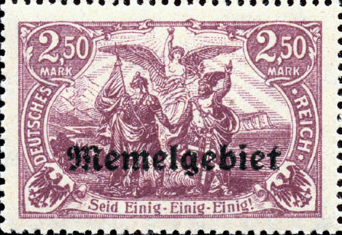 Memelgebiet 2,50 Mark, Briefmarke 1920