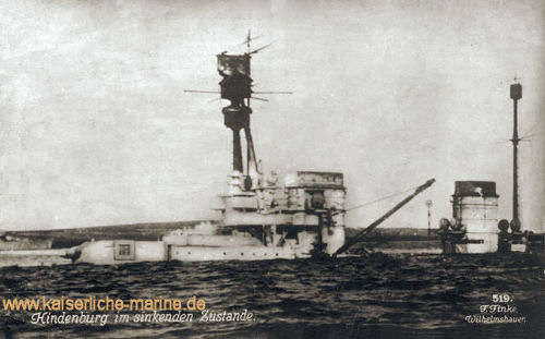 S.M.S. Hindenburg im sinkenden Zustand