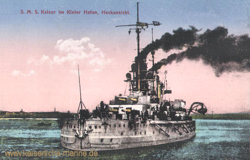 S.M.S. Kaiser im Kieler Hafen, Heckansicht