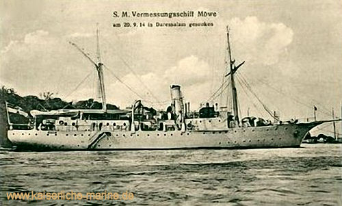 S.M.S. Möwe am 20.09.1914 in Daressalam gesunken