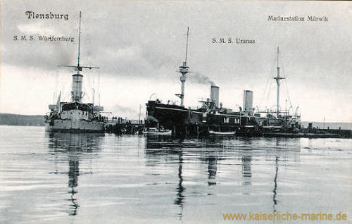 Flensburg, S.M.S. Württemberg und S.M.S. Uranus