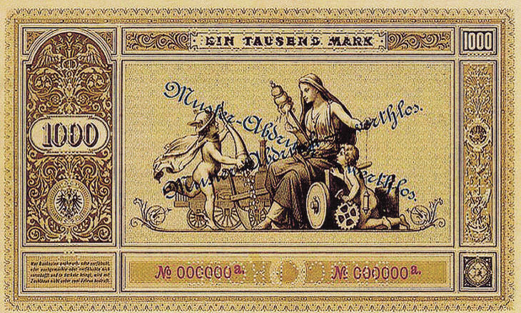 Reichsbanknote 1000 Mark 01.01.1876 Rückseite