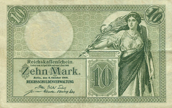 Reichskassenschein 10 Mark 06.09.1906 Vorderseite
