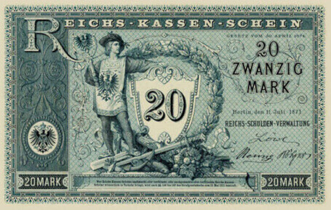 Reichskassenschein 20 Mark 11.07.1874 Vorderseite