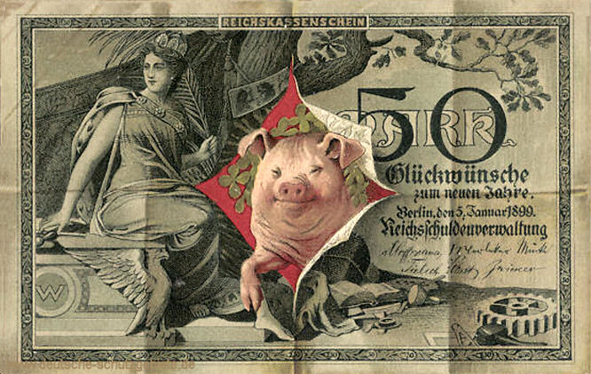 Reichskassenschein 50 Mark, Postkarte