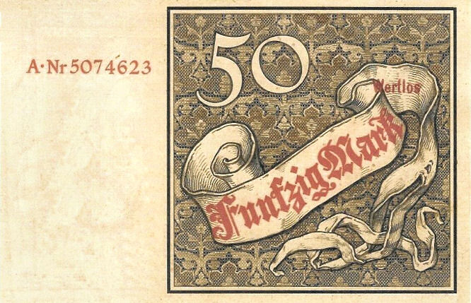 Reichskassenschein 50 Mark 10.01.1882 Rückseite