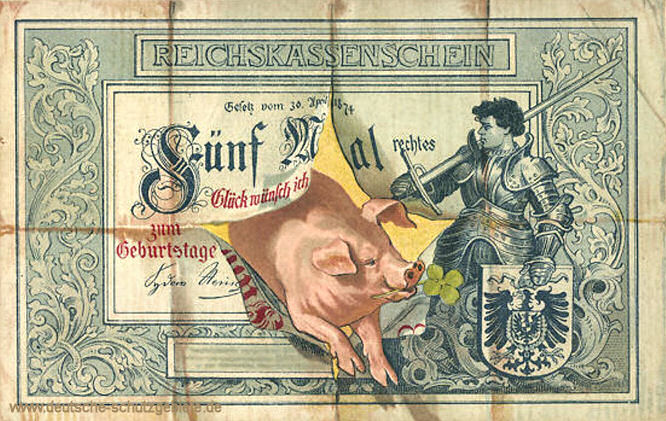 Reichskassenschein 5 Mark, Postkarte