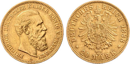 Deutsches Reich 20 Mark 1888 (Preußen)